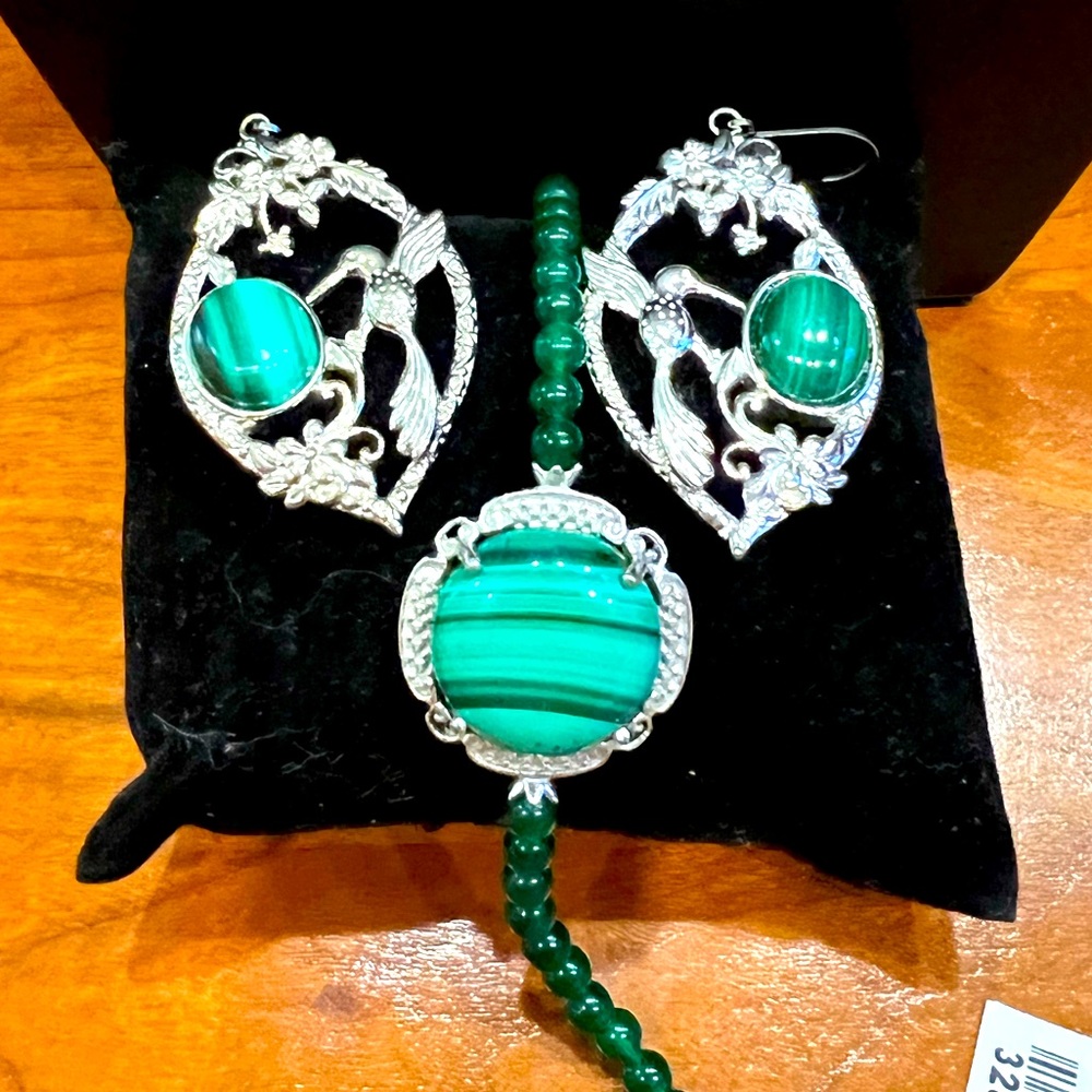 Set of large earrings stainless and bracelet